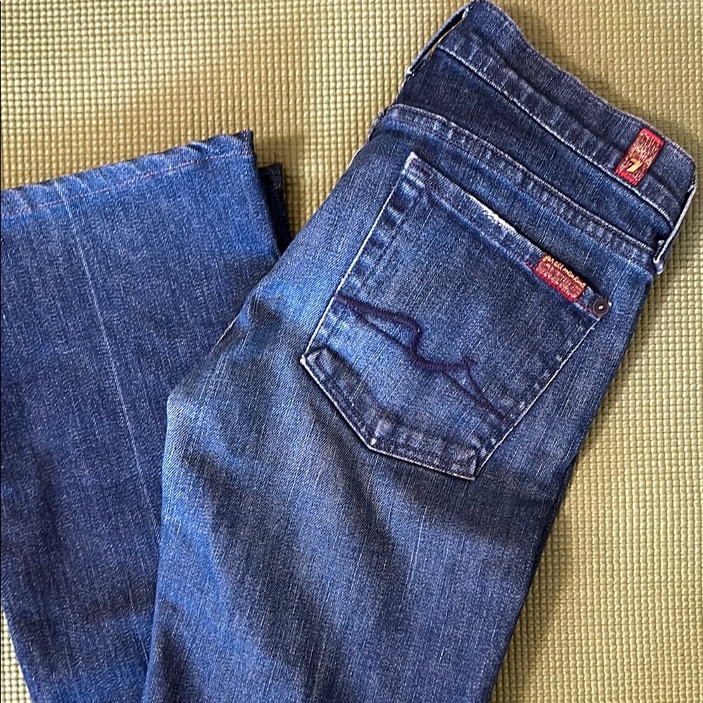 7 For All Mankind Blue Straight Leg Jeans Flare only worn a few times. Size 28